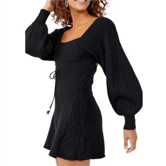 Emmaline Mini Dress in Black Free People / Autumn Fall - Picture 2 of 7